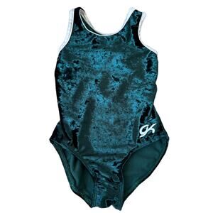 GK Emerald Green Velvet Leotard Youth Medium Gymnastics CM